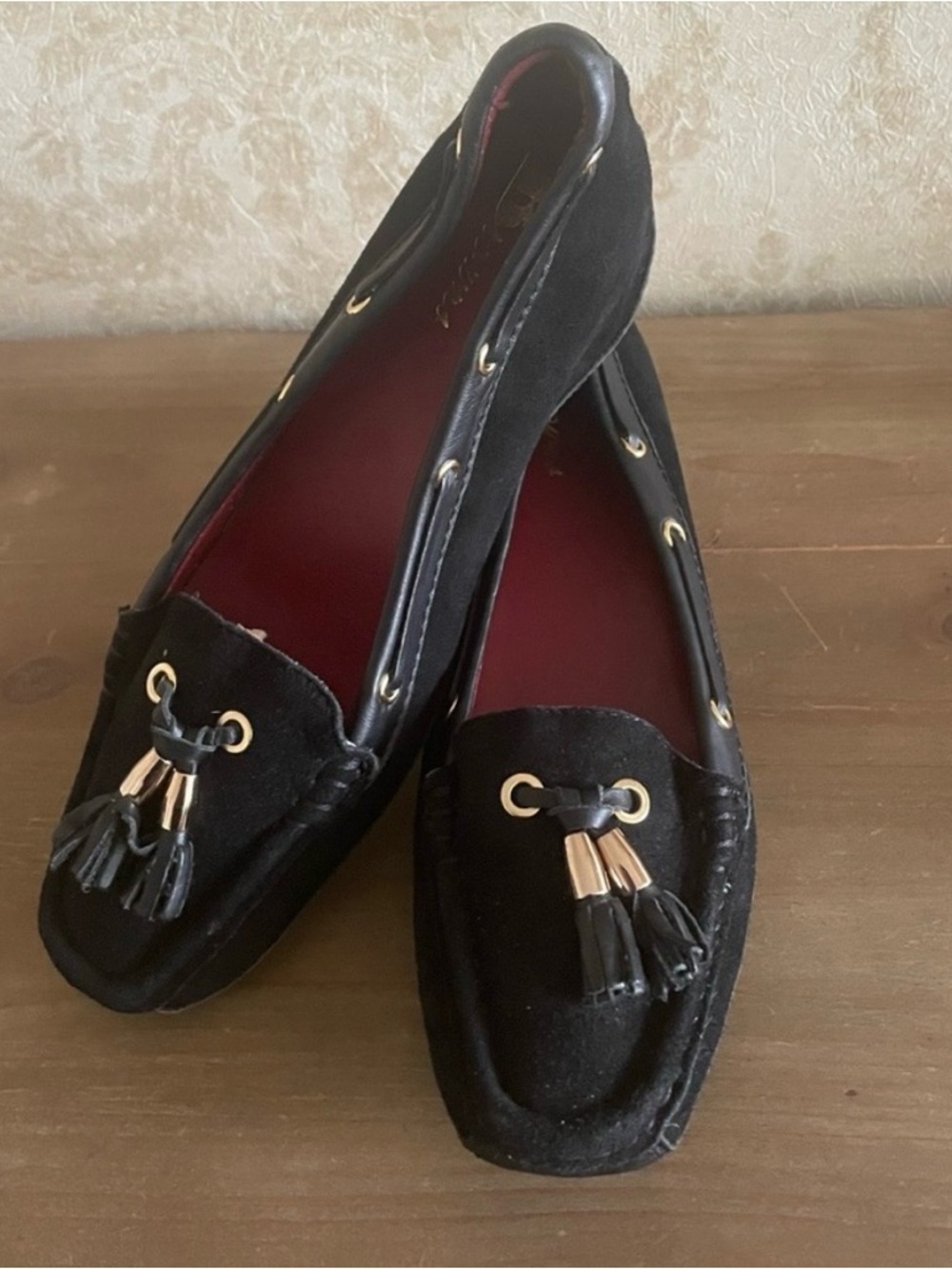Browns Women's Black Suede Tassel Moccasin Loafers